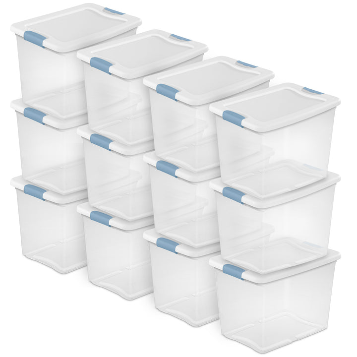 Sterilite 25 Quart Latching Storage Box, Stackable Bin with Latch Lid, 12 Pack