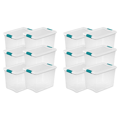 Sterilite 25 Quart Latching Storage Box, Stackable Bin with Latch Lid, 12 Pack