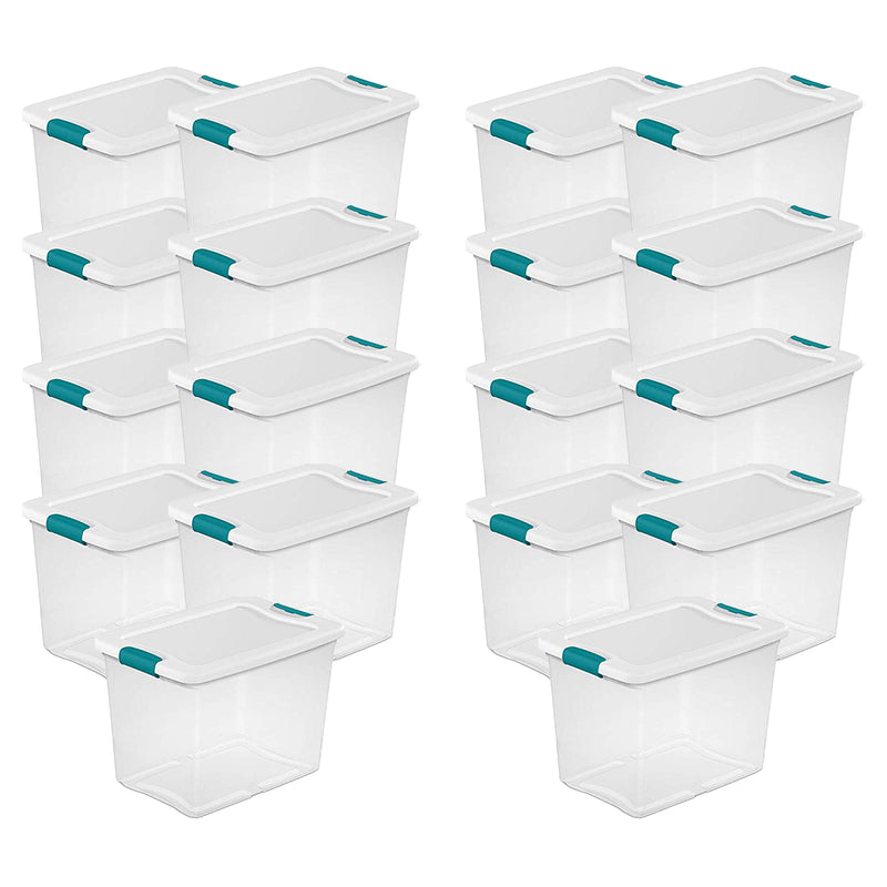 Sterilite 25 Quart Latching Storage Box, Stackable Bin with Latch Lid, 18 Pack