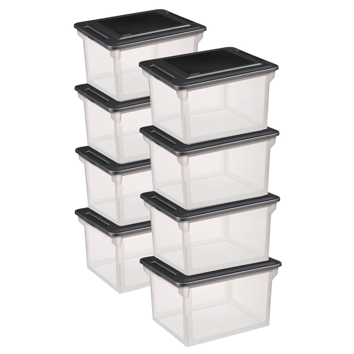 Sterilite File Box, Clear Bankers Box, Organizer Storage Tote w/ Lid (8 Pack)