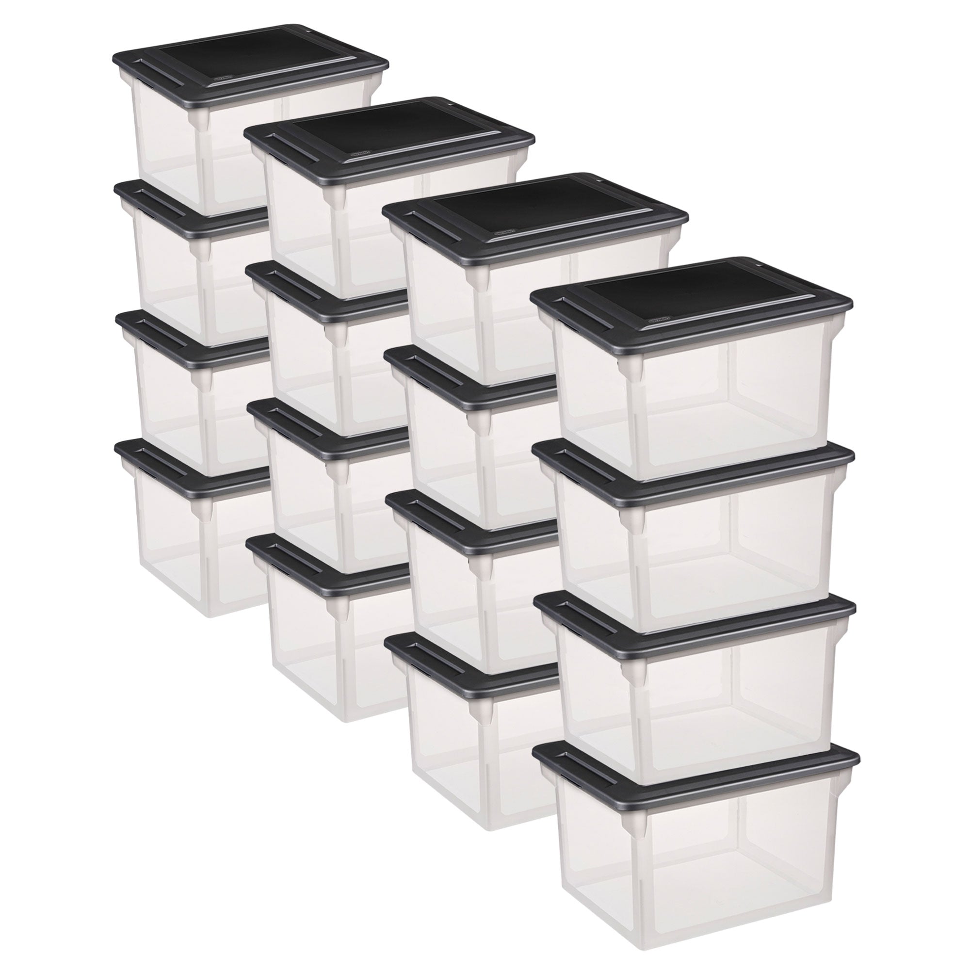 Sterilite 18689004 Versatile Clear Organizing Storage File Box w/ Lid (16 Pack) - VMInnovations