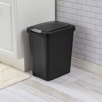 Sterilite 7.5 Gallon TouchTop Wastebasket Trash Can with Latch, 4 Pack, Black