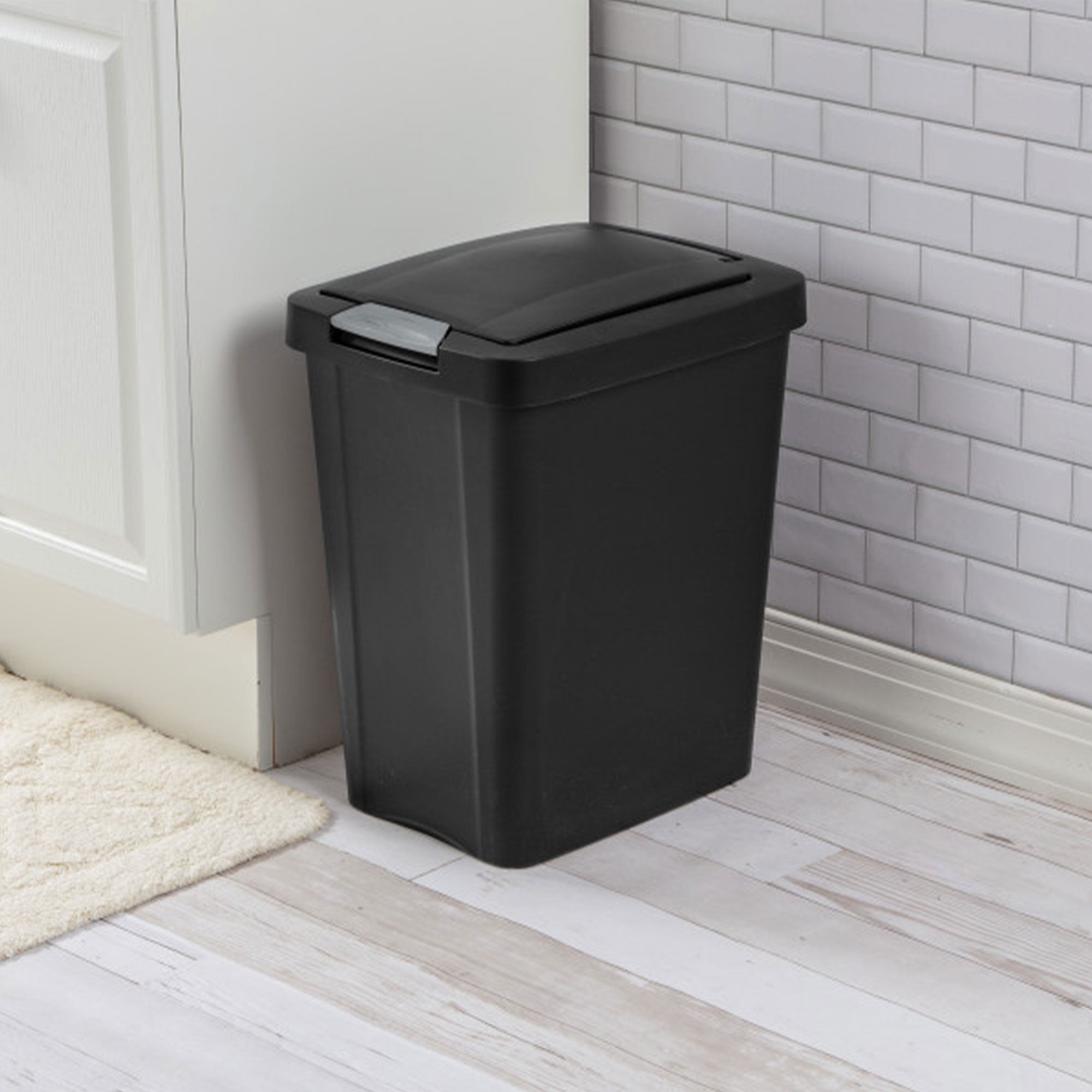 Sterilite 7.5 Gallon TouchTop Wastebasket with Titanium Latch, Black (8 Pack)