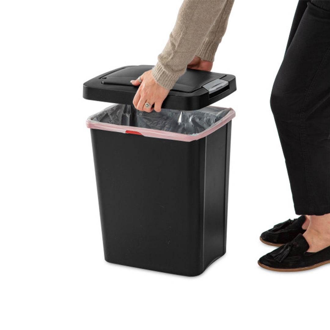 Sterilite 7.5 Gallon TouchTop Wastebasket with Titanium Latch, Black (8 Pack)