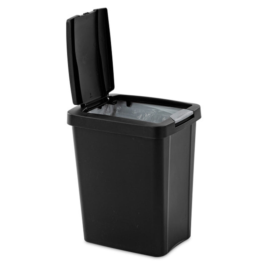 Sterilite 7.5 Gallon TouchTop Wastebasket Trash Can with Latch, 4 Pack, Black