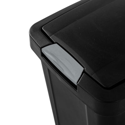 Sterilite 7.5 Gallon TouchTop Wastebasket Trash Can with Latch, 4 Pack, Black