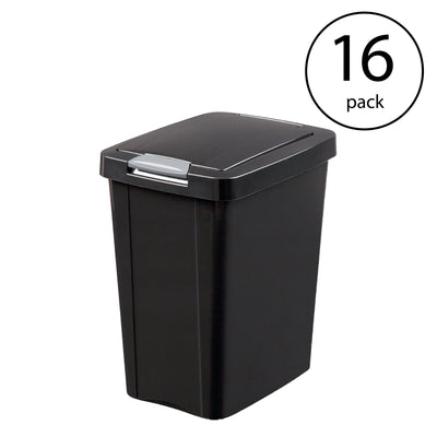 Sterilite 7.5 Gallon TouchTop Wastebasket with Titanium Latch, Black (16 Pack)