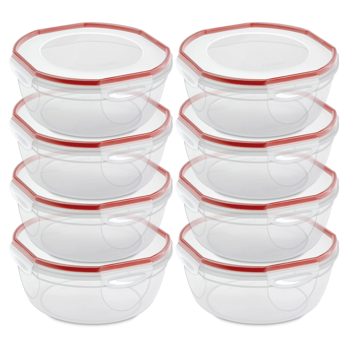 Sterilite Ultra Seal 4.7 Qt Plastic Food Storage Bowl Container w/ Lid, (8 Pack)