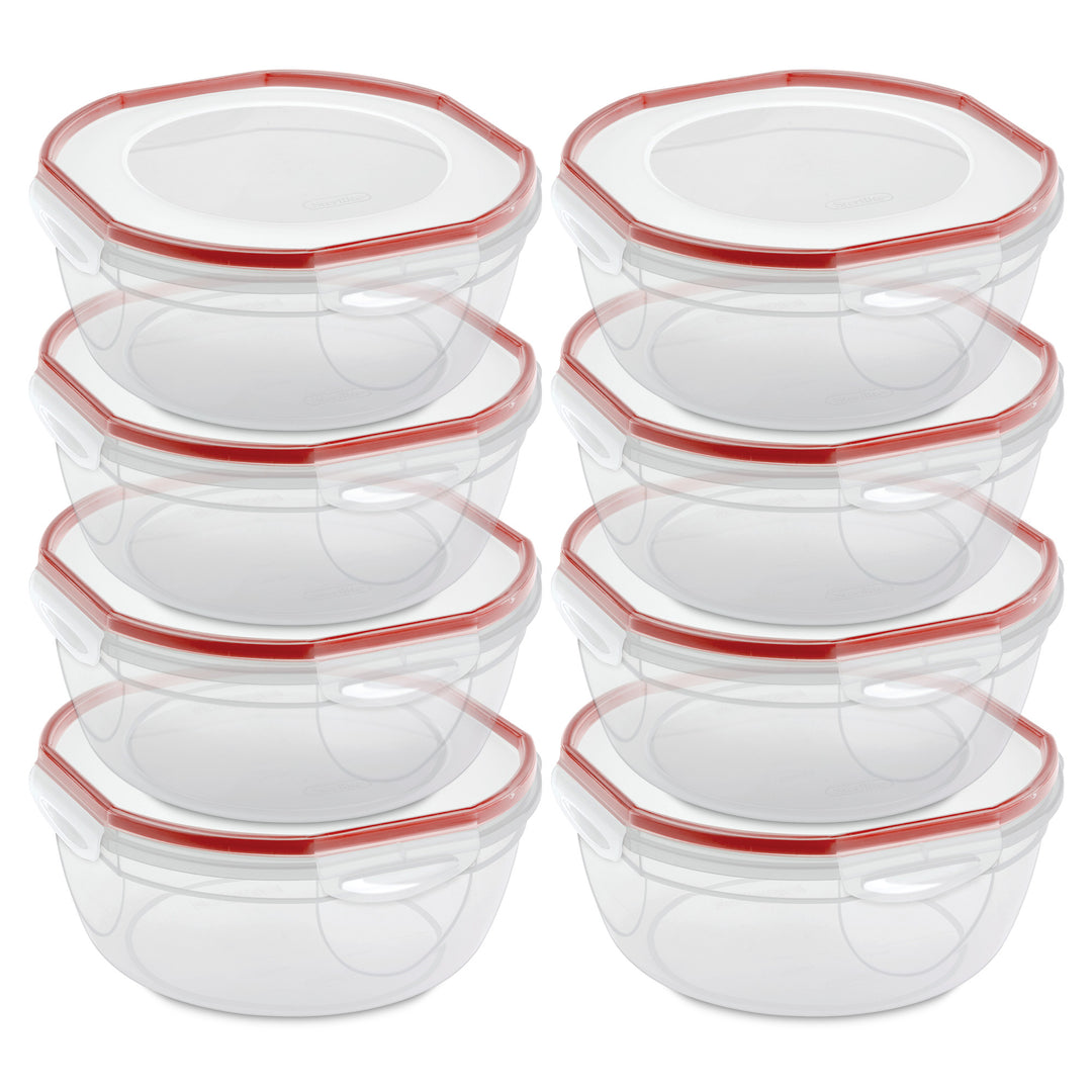 Sterilite Ultra Seal 4.7 Qt Plastic Food Storage Bowl Container w/ Lid, (8 Pack)