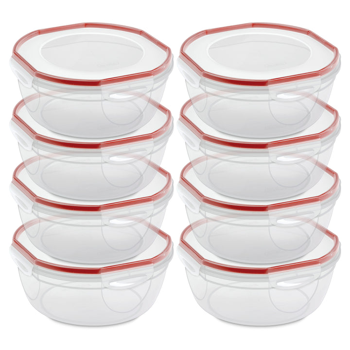 Sterilite Ultra Seal 4.7 Qt Plastic Food Storage Bowl Container w/ Lid, (8 Pack)