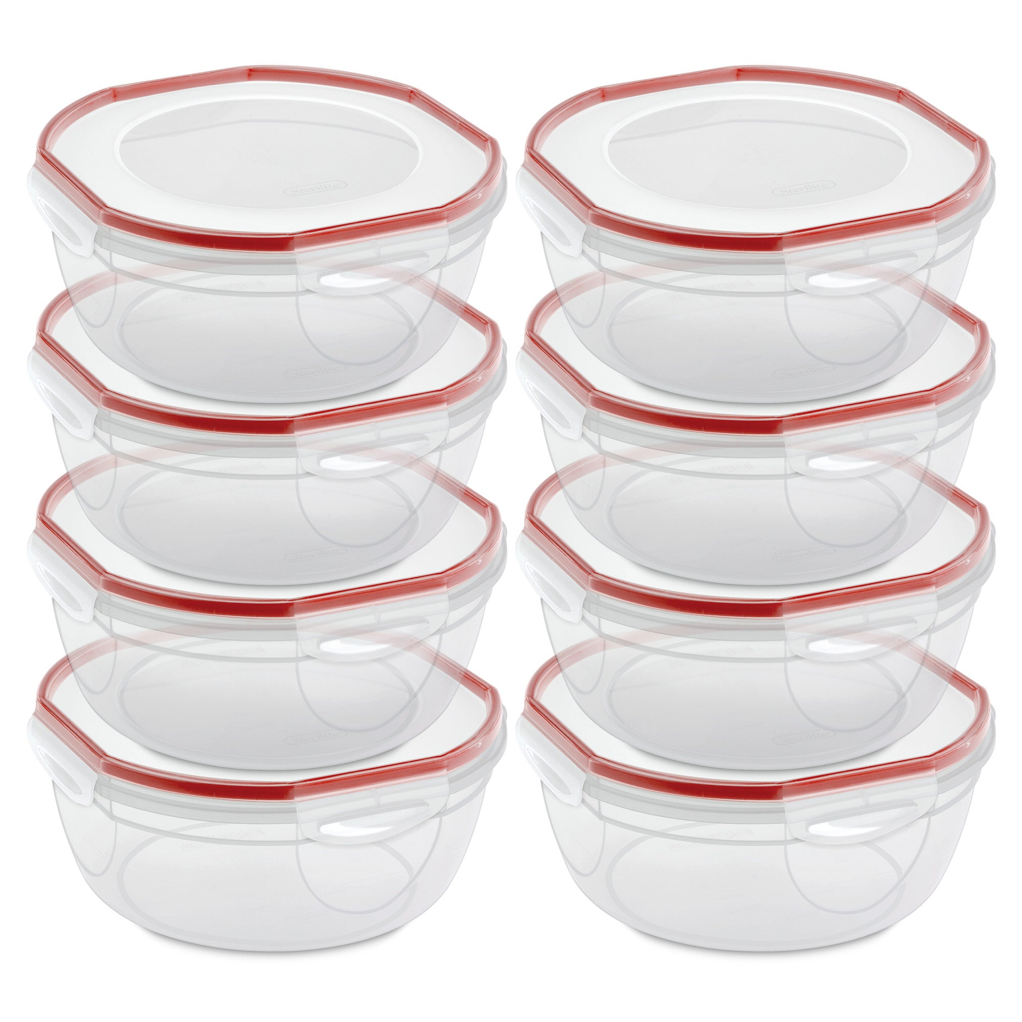Sterilite Ultra Seal 4.7 Qt Plastic Food Storage Bowl Container w/ Lid, (8 Pack)