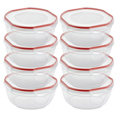 Sterilite Ultra Seal 4.7 Qt Plastic Food Storage Bowl Container w/ Lid, (8 Pack)