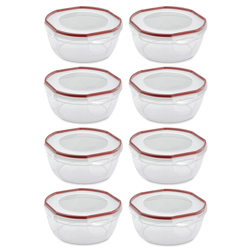 Sterilite Ultra Seal 4.7 Qt Plastic Food Storage Bowl Container w/ Lid, (8 Pack)