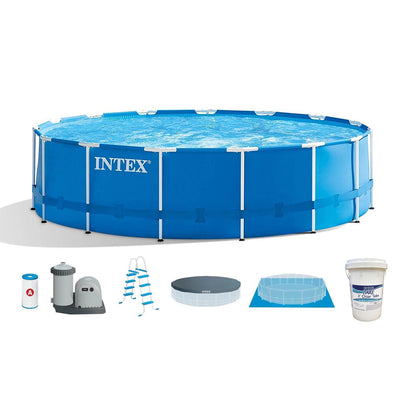 Intex 28241EH 15ft x 48in Metal Frame Above Ground Pool Kit w/ Chlorine Tablets