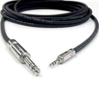 Custom Cable Connection 100 Foot 3.5MM to 0.25" TRS Stereo Audio Balanced Cable