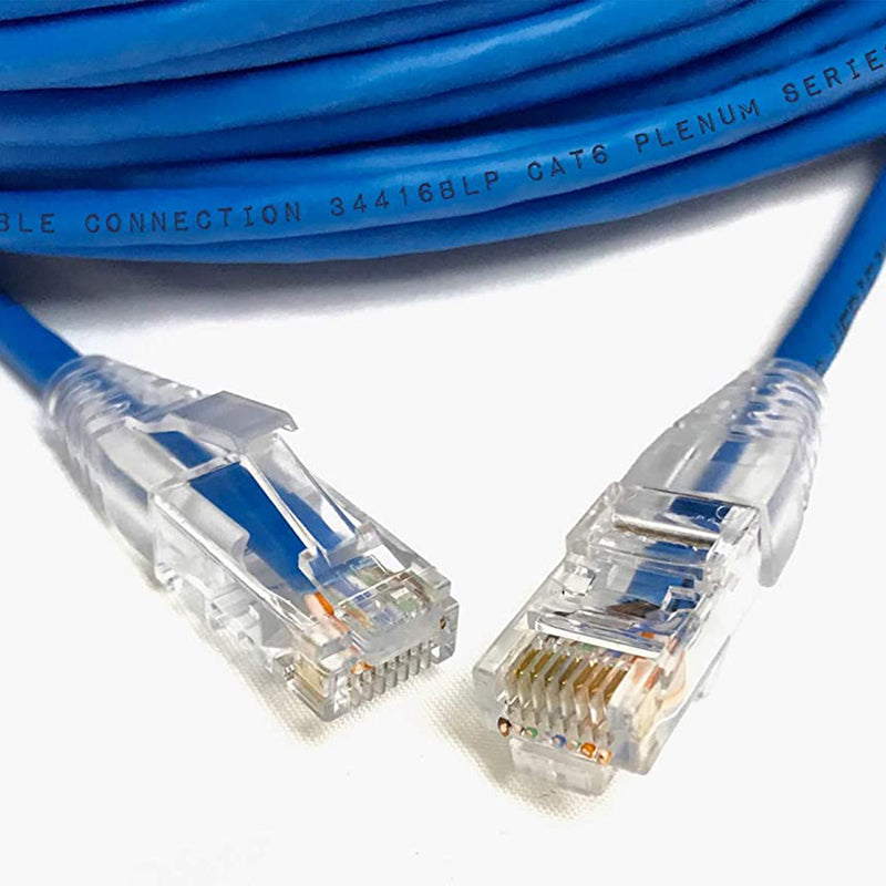 Custom Cable Connection 35 Foot 550 MHz Cat 6 Ethernet Patch Plenum Cable, Blue