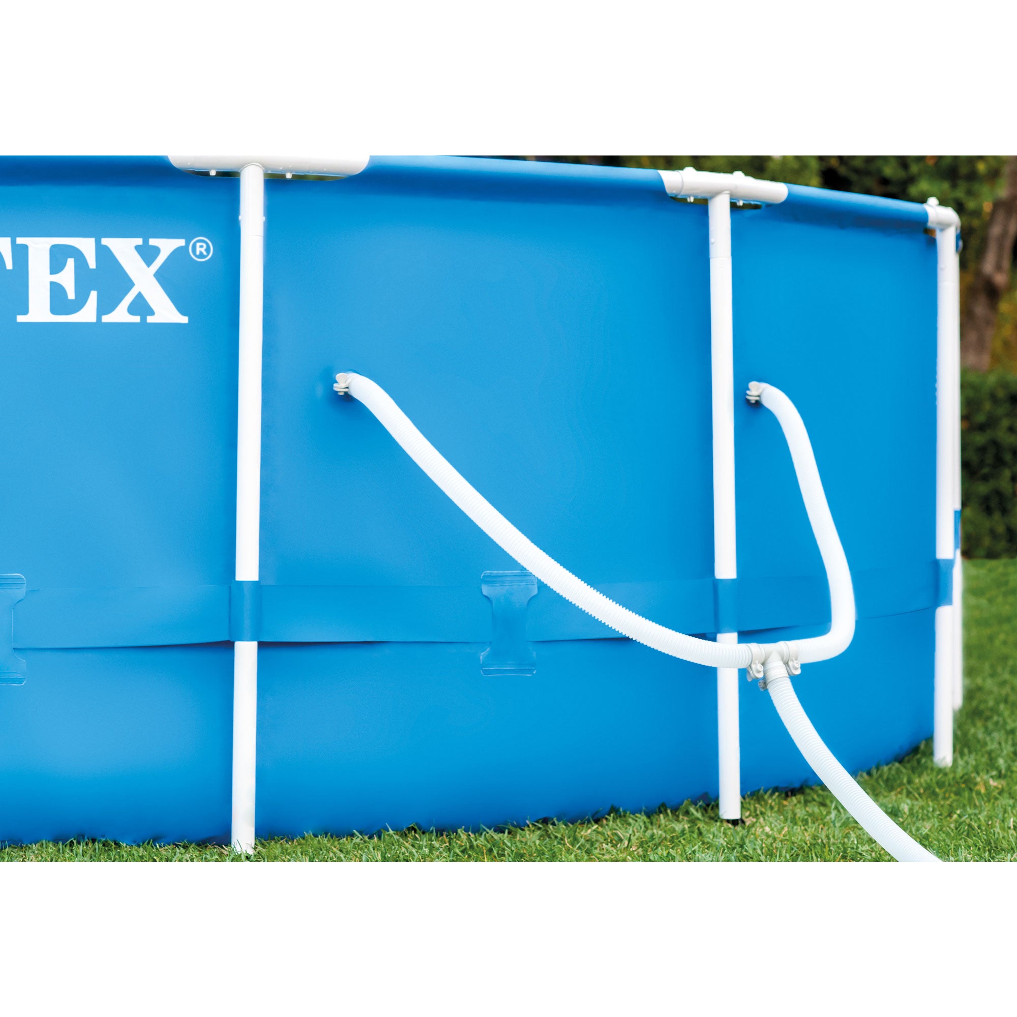 Intex 18'x48" Metal Frame Above Ground Pool Set w/ Pump Ladder Cover (Open Box)