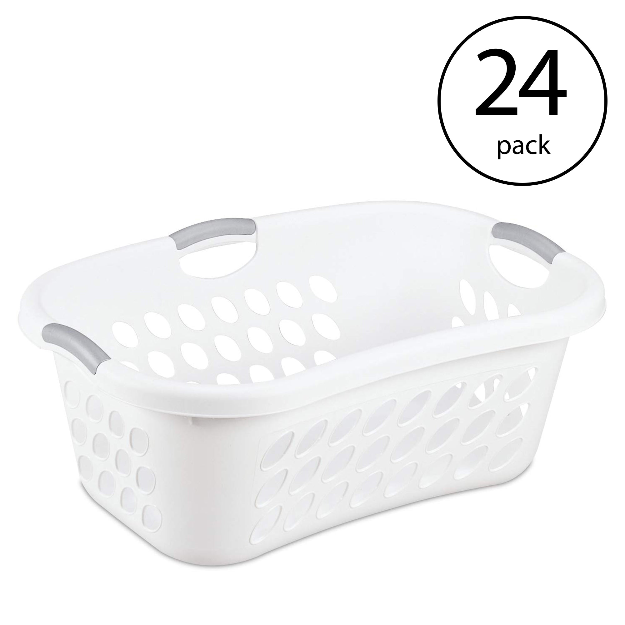 Sterilite Ultra HipHold 1.25 Bushel Plastic Clothes Laundry Basket Bin (24 Pack)
