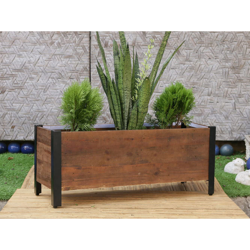 Grapevine 37 Inch Wooden Urban Raised Garden Planter Box with Liner (Open Box)