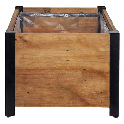 Grapevine 17.2 Inch Wooden Square Urban Raised Garden Planter Box with Liner
