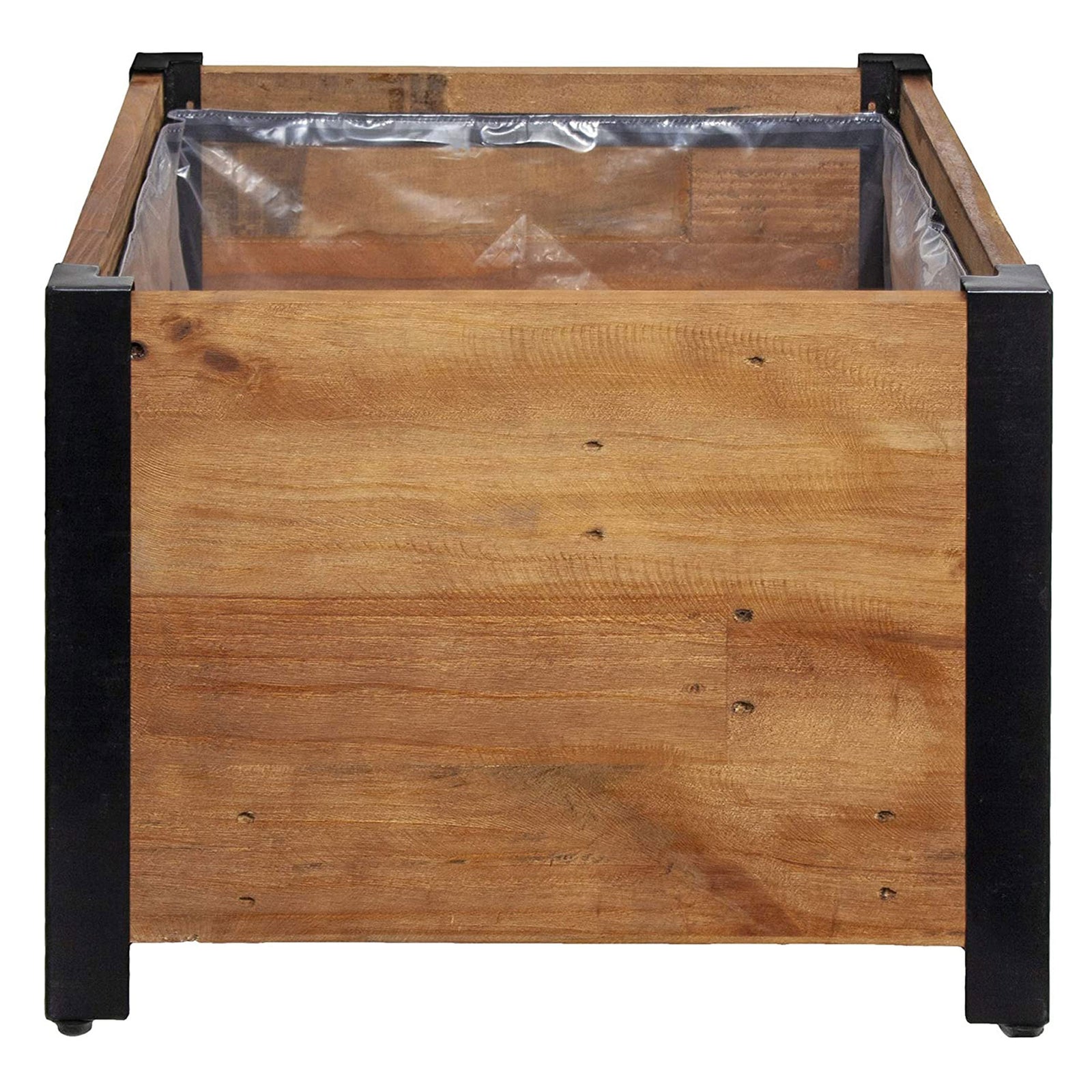 Grapevine 17.2 Inch Wooden Square Urban Garden Planter Box with Liner (Open Box) - VMInnovations