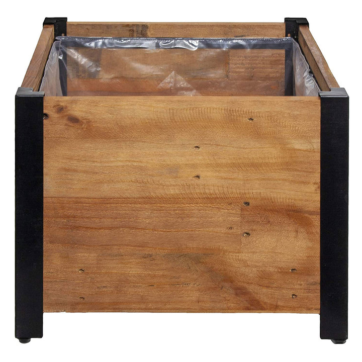 Grapevine 17.2" Wooden Square Urban Raised Garden Planter Box with Liner (Used)