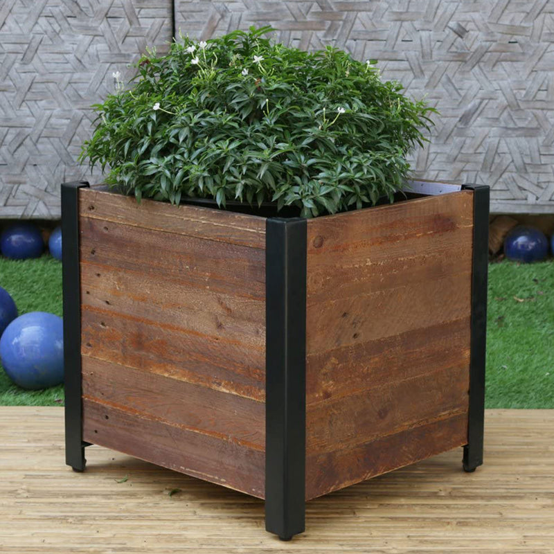 Grapevine 17.2 Inch Wooden Square Urban Garden Planter Box with Liner (Open Box)