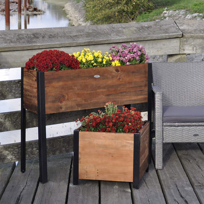 Grapevine 17.2" Wooden Square Urban Raised Garden Planter Box with Liner (Used) - VMInnovations