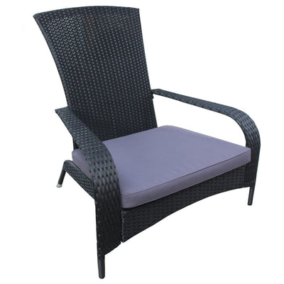 Patioflare Muskoka Outdoor Handwoven Wicker Chair with Dark Gray Cushion, Black