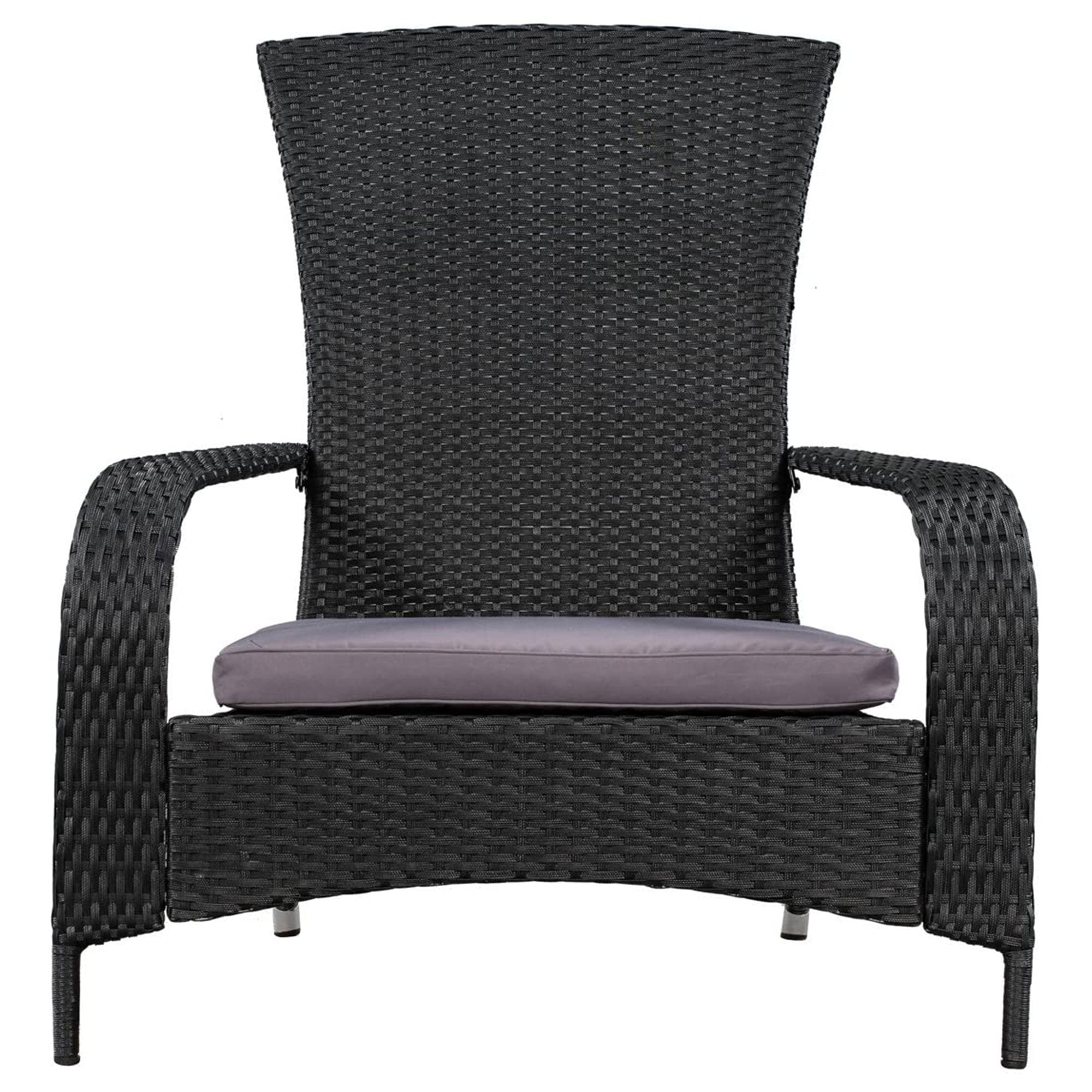 Patioflare Muskoka Outdoor Handwoven Wicker Chair with Dark Gray Cushion, Black