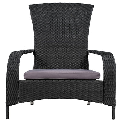 Patioflare Muskoka Outdoor Handwoven Wicker Chair with Dark Gray Cushion, Black