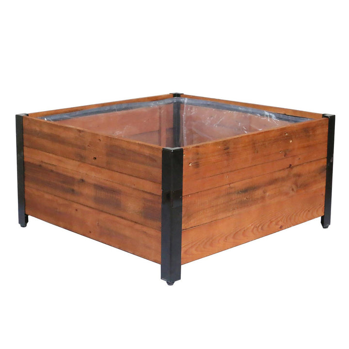 Grapevine 30 In Wood Square Urban Garden Raised Planter Box w/Liner (For Parts)