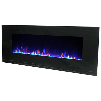 Paramount Mirage 50 Inch Wall Mounted Electric LED Flame Effect Fireplace, Black