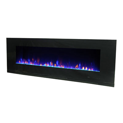 Paramount Mirage 60 Inch Wall Mounted Electric LED Flame Effect Fireplace, Black