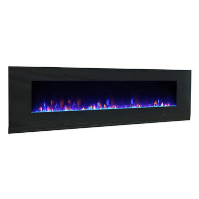Paramount Mirage 60 Inch Wall Mounted Electric LED Flame Effect Fireplace, Black