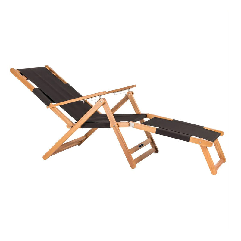 JR Home Patioflare Portable Outdoor All Weather Lounge Chair w/ Leg Rest, Black