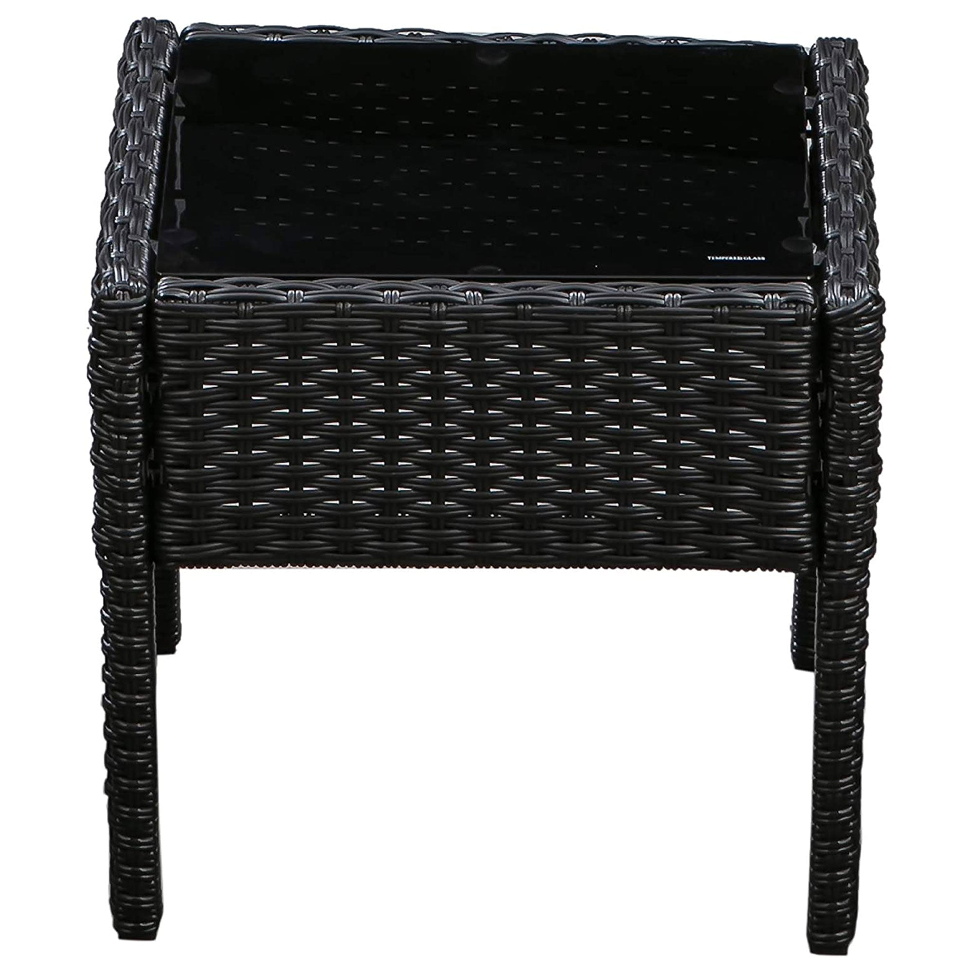 Patioflare Melody 3 Piece Black Wicker Outdoor Patio Chat Set with Gray Cushions