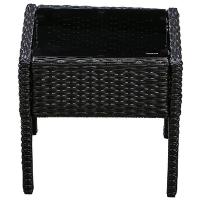 Patioflare Melody 3 Piece Black Wicker Outdoor Patio Chat Set with Gray Cushions