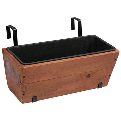 Grapevine 18.9 Inch Wooden Rectangular Urban Garden Deck Planter Box, 2 Pack