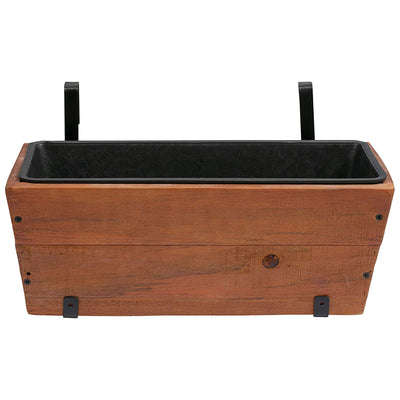 Grapevine 18.9 Inch Wooden Rectangular Urban Garden Deck Planter Box, 2 Pack