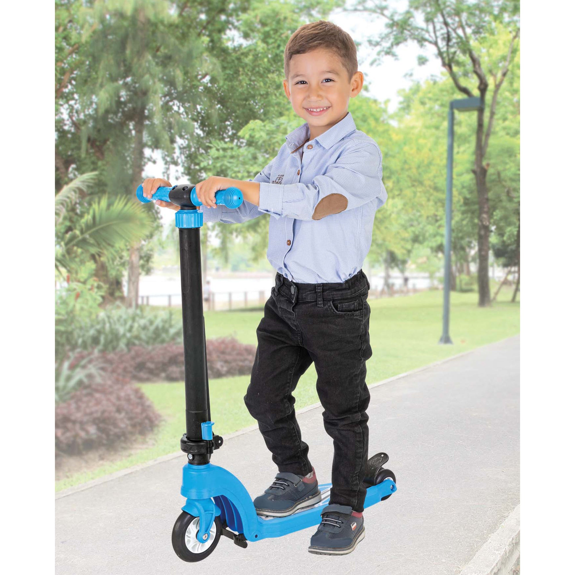 Pilsan 07-360 Children's Outdoor Ride-On Toy Sport Scooter for Ages 6+, Blue - VMInnovations