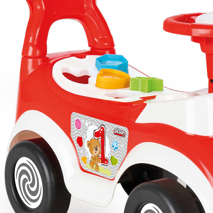 Pilsan First Push Car w/ Shapes for Toddlers Ages 1 & Up, Red & Yellow (Used)