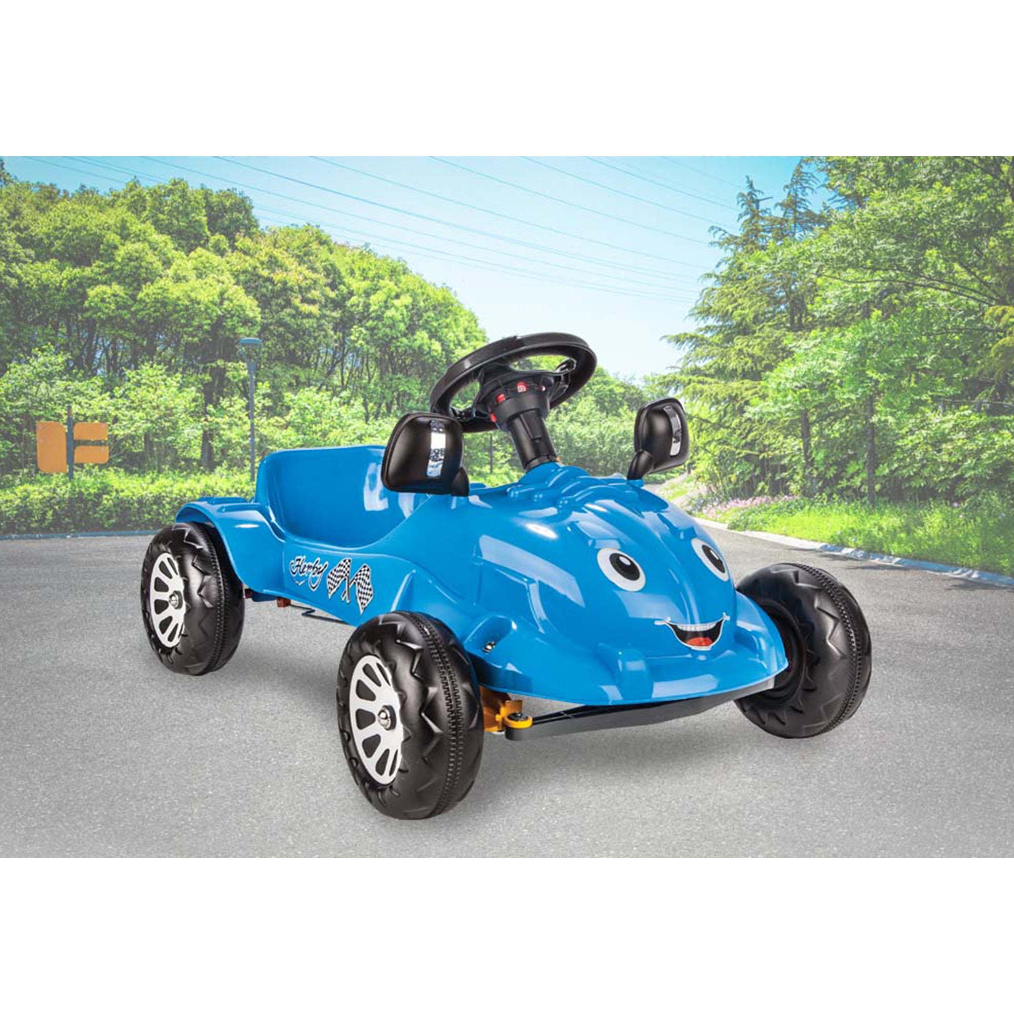 Herby Pedal Car w/ Moving Mirrors and Horn for Ages 3 & Up, Blue (Used) - VMInnovations