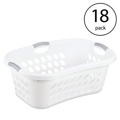 Sterilite Ultra HipHold 1.25 Bushel Plastic Clothes Laundry Basket Bin (18 Pack)