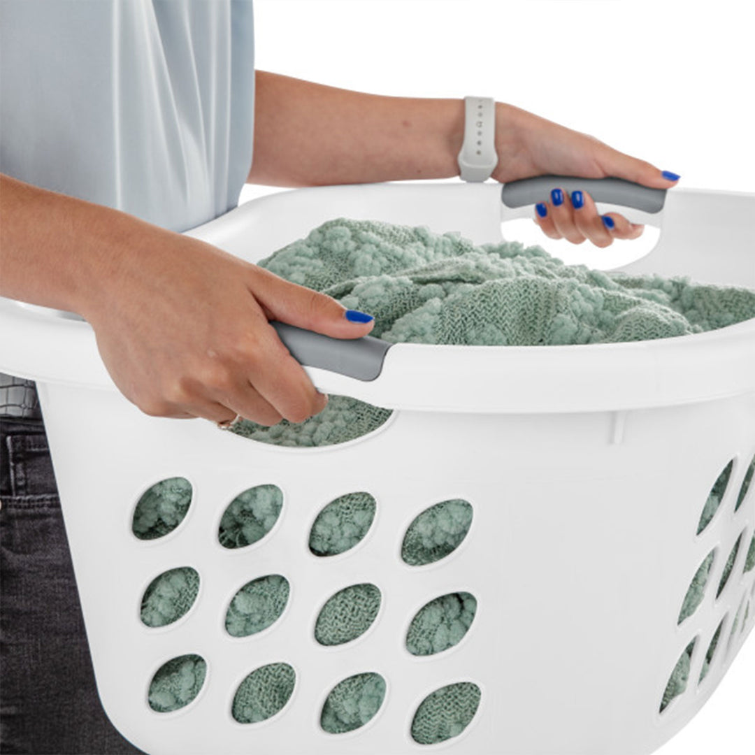 Sterilite Ultra HipHold 1.25 Bushel Plastic Clothes Laundry Basket Bin (12 Pack)