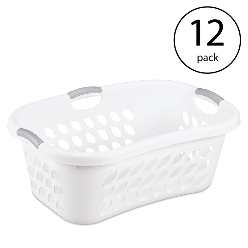 Sterilite Ultra HipHold 1.25 Bushel Plastic Clothes Laundry Basket Bin (12 Pack)