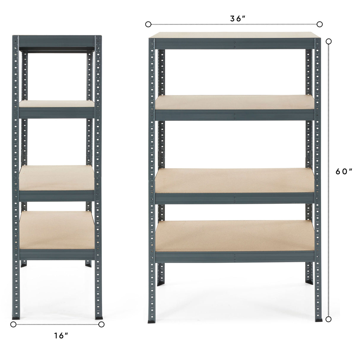 Trestles 36x60" 4 Tier Adjustable Metal Shelves Garage Storage, 800 lb Capacity