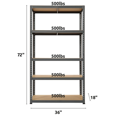 Trestles 36 x 72 In Boltless 5 Tier Adjustable Storage Shelving Unit (Used)