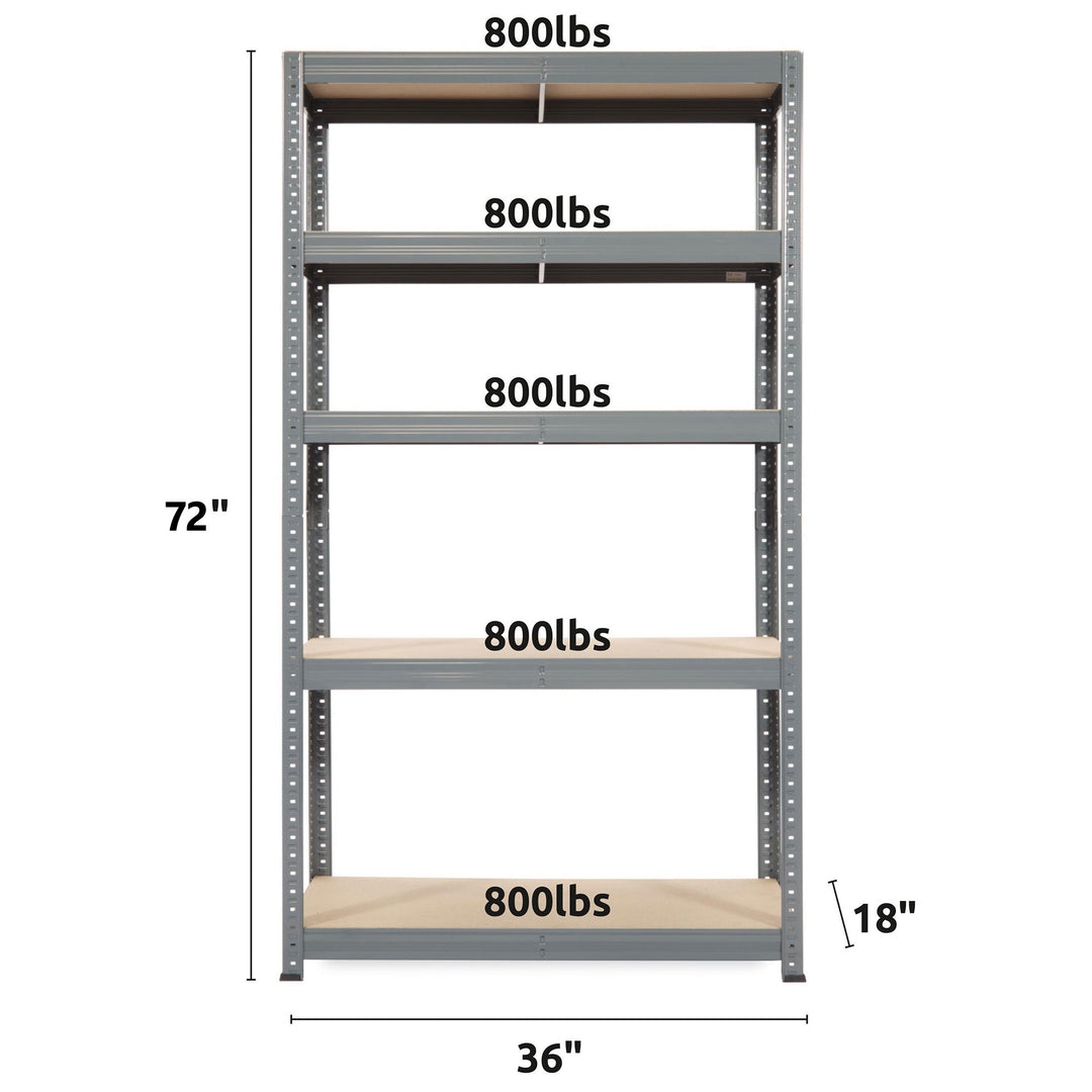 Trestles 36 x 72" 5 Adjustable Metal Shelve Garage Storage Unit, 800 lb Capacity