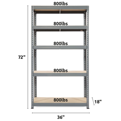 Trestles 36 x 72" 5 Adjustable Metal Shelve Garage Storage Unit, 800 lb Capacity - VMInnovations